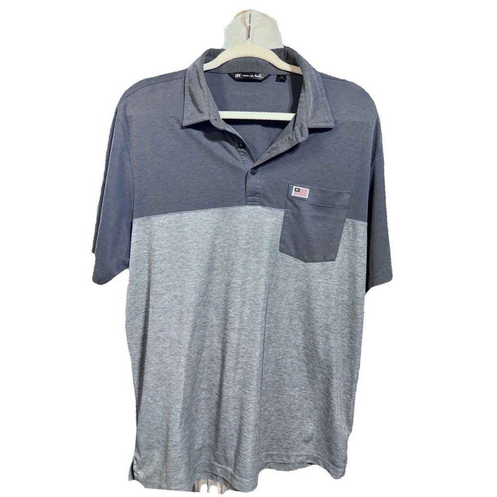 Travis Mathew Shirt Men XL Black Gray Colorblock Golf Pima Blend Extra Large